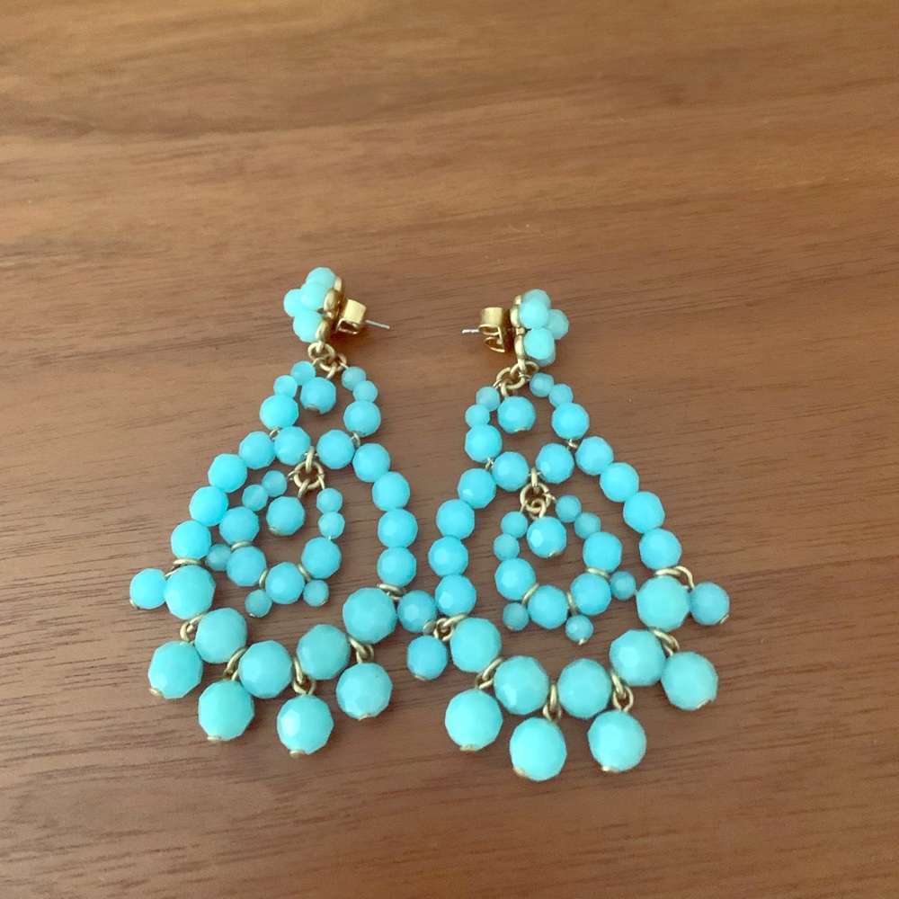 JCREW chandelier earrings, turquoise color